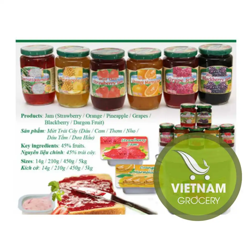 Jam/(Strawberry/ Pineapple/Grapes/ Blackberry/ Dragon Fruit) FMCG products Wholesale