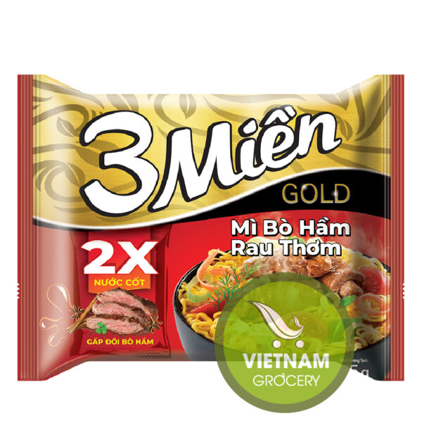 3 Mien Instant Noodle with 2X Sauce – Stewed Beef with Herbs